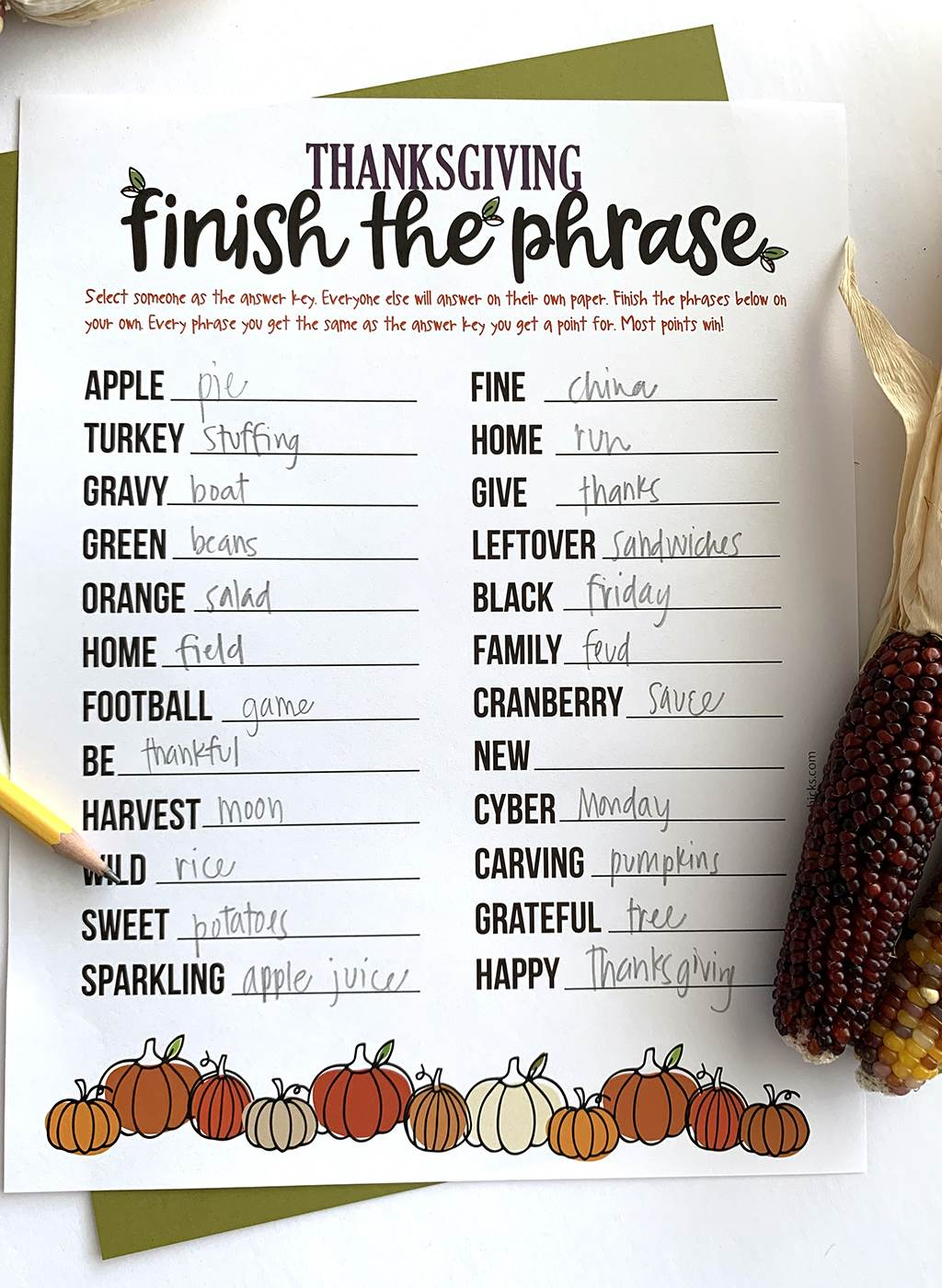 Group Friendly Thanksgiving Finish The Phrase Printable - The within Activities Finish the Phrase For Seniors Printable