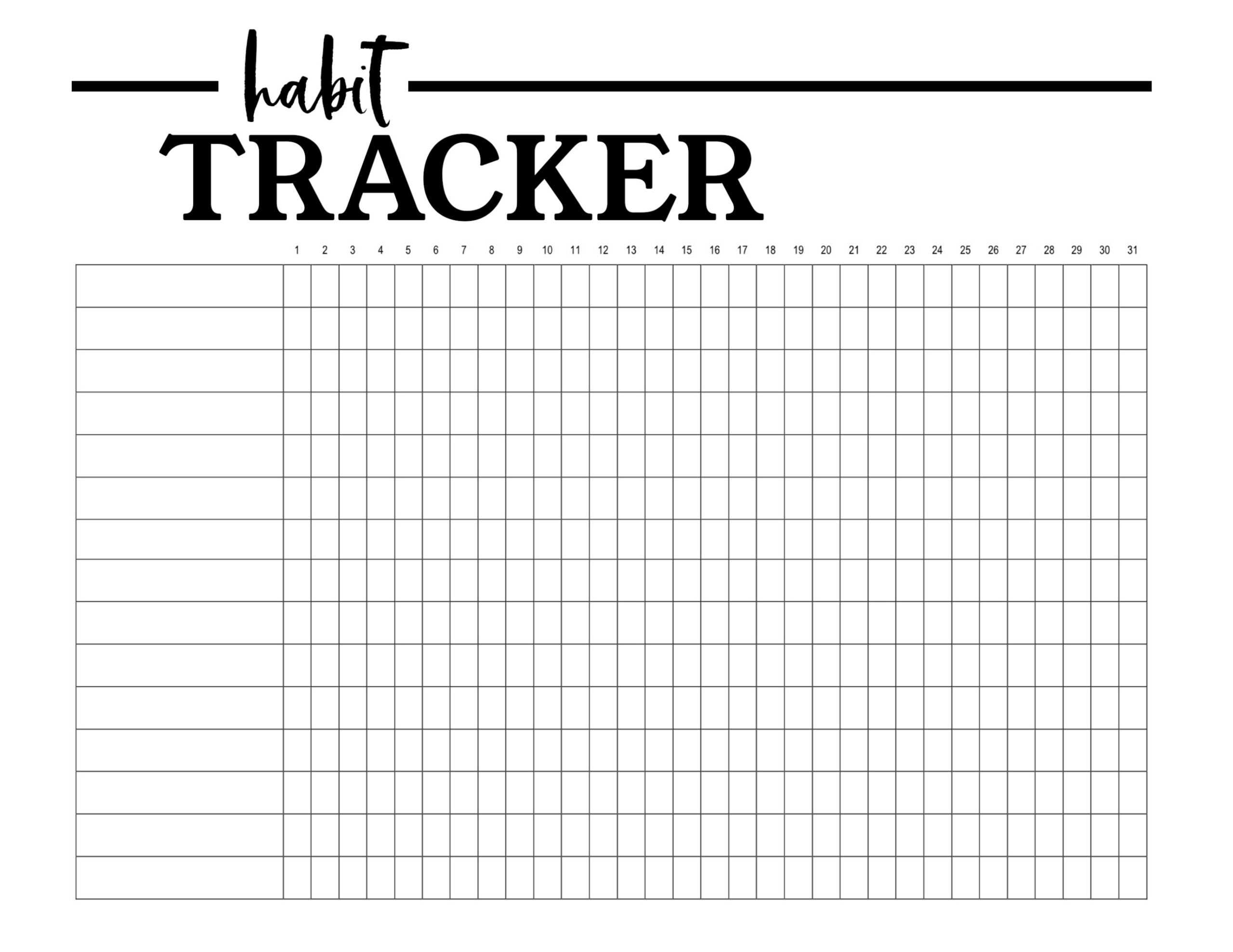 Habit Tracker Printable Planner Template - Paper Trail Design throughout Free Printable Monthly Habit Tracker