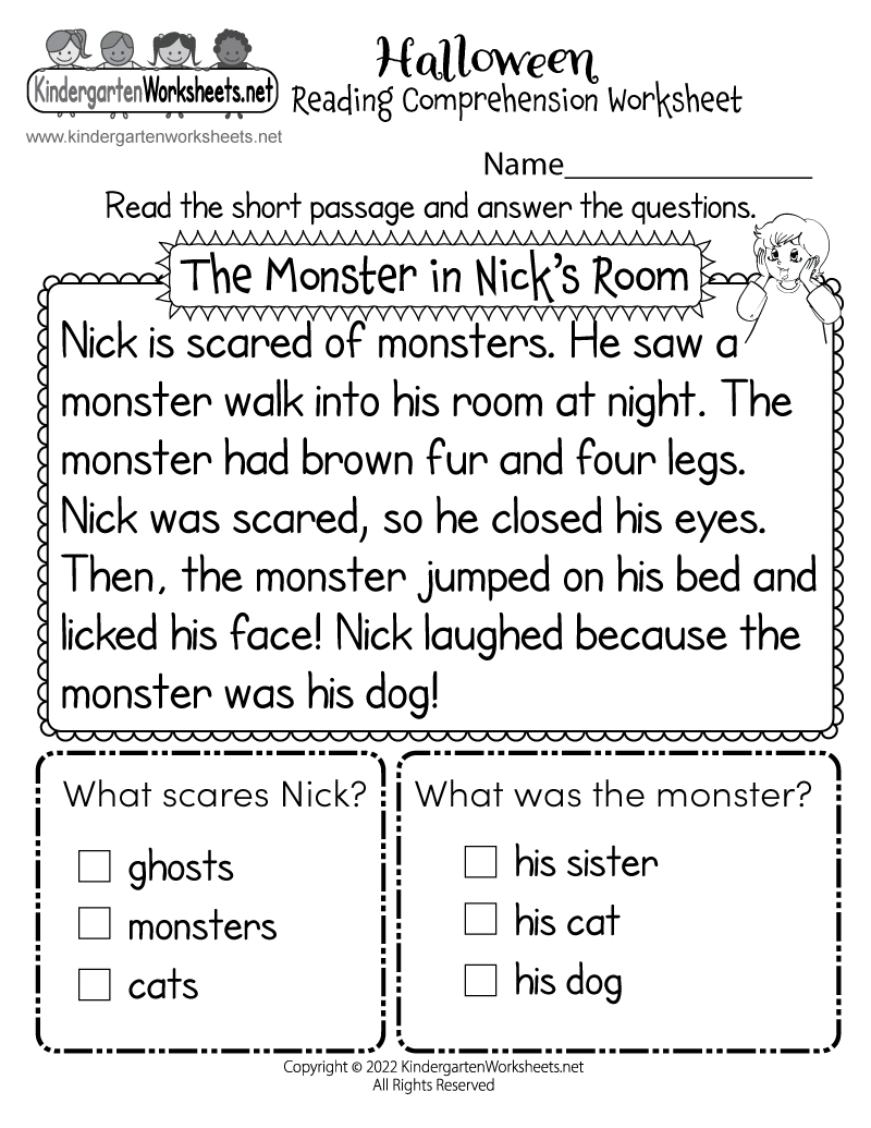 Halloween Reading Comprehension Worksheet - Free Printable with regard to Free Printable Worksheets Reading Comprehension