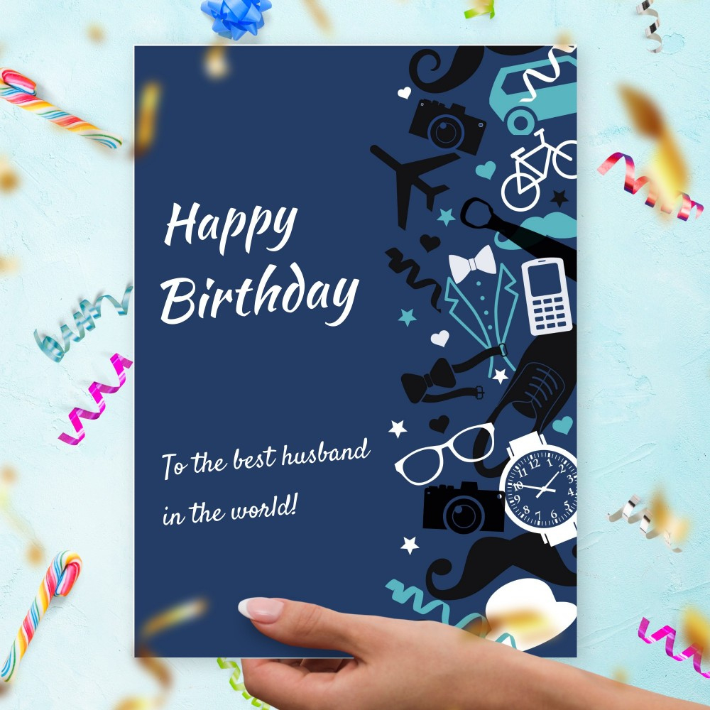 Happy Birthday Card For Husband - Classic Style Template Editable with regard to Birthday Greeting Cards For Husband Printable