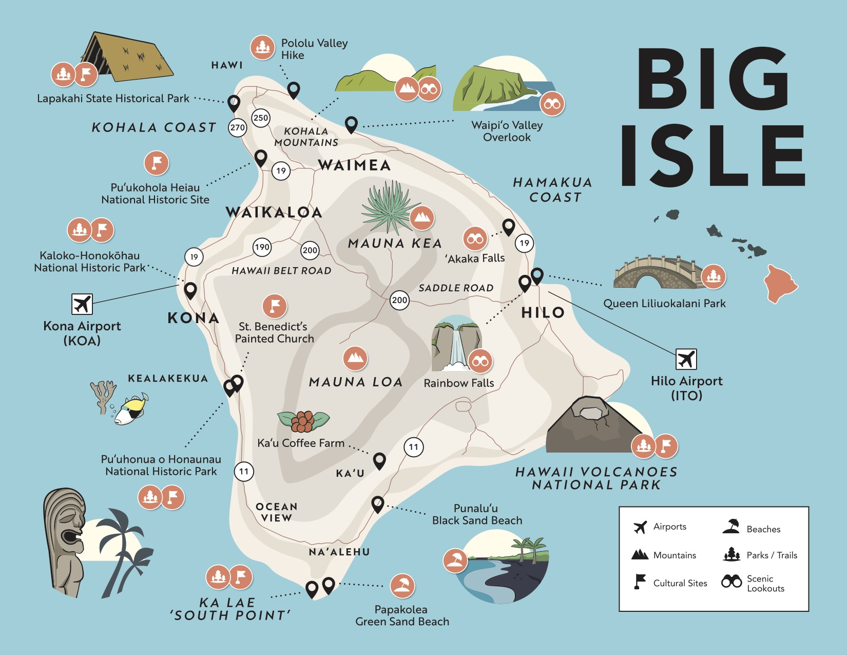 Hawaii Travel Maps: Attractions, Airports &amp;amp; More pertaining to Map Of Hawaii Big Island Printable