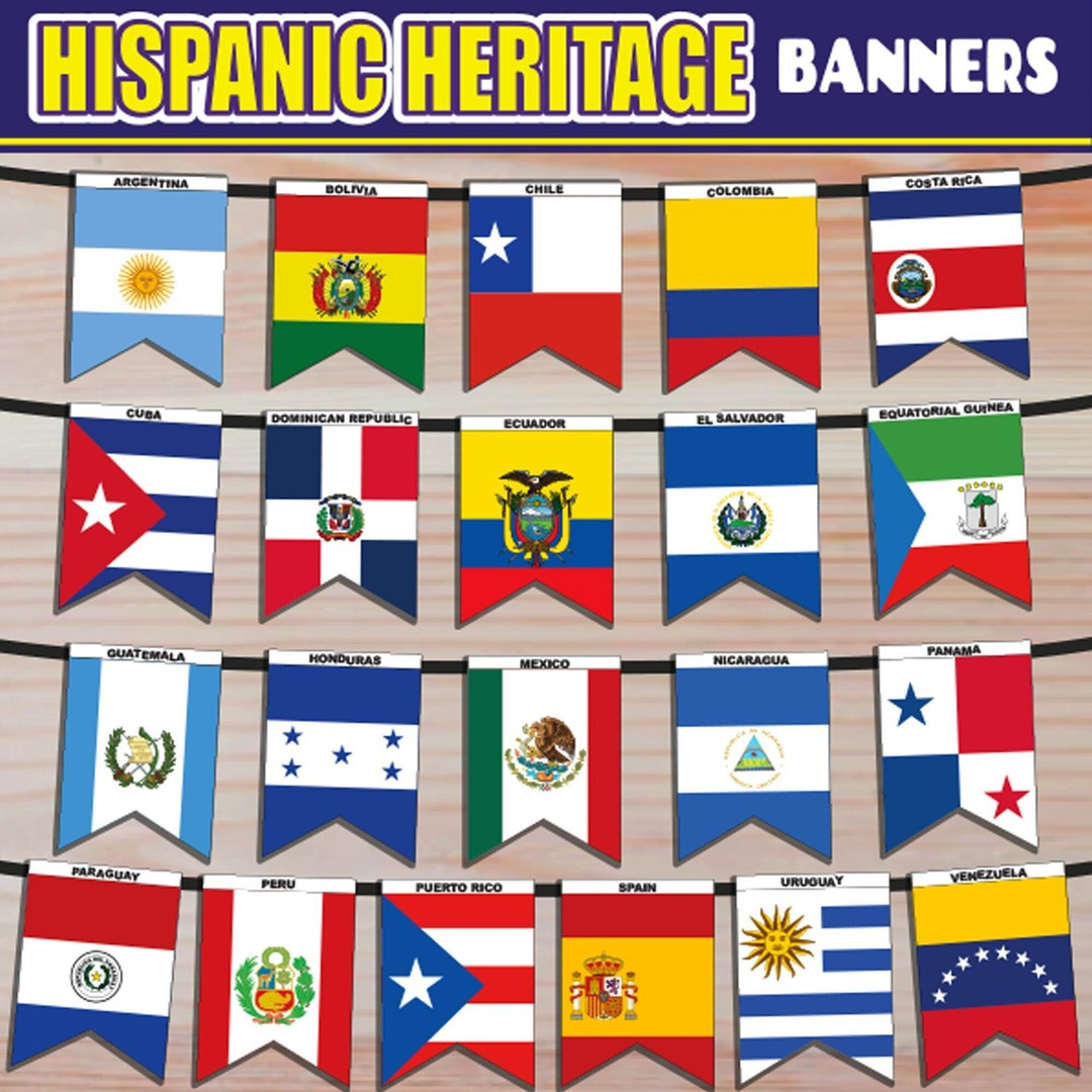 Hispanic Heritage Month Printable Flags Banner For Door Wall Decor inside Hispanic Heritage Month Flags Printable
