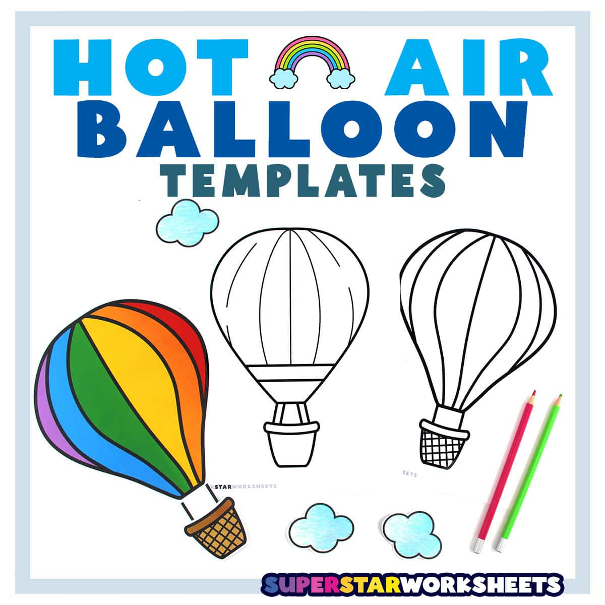 Hot Air Balloon Template (Free Printables) - Superstar Worksheets within Hot Air Balloon Printable Template
