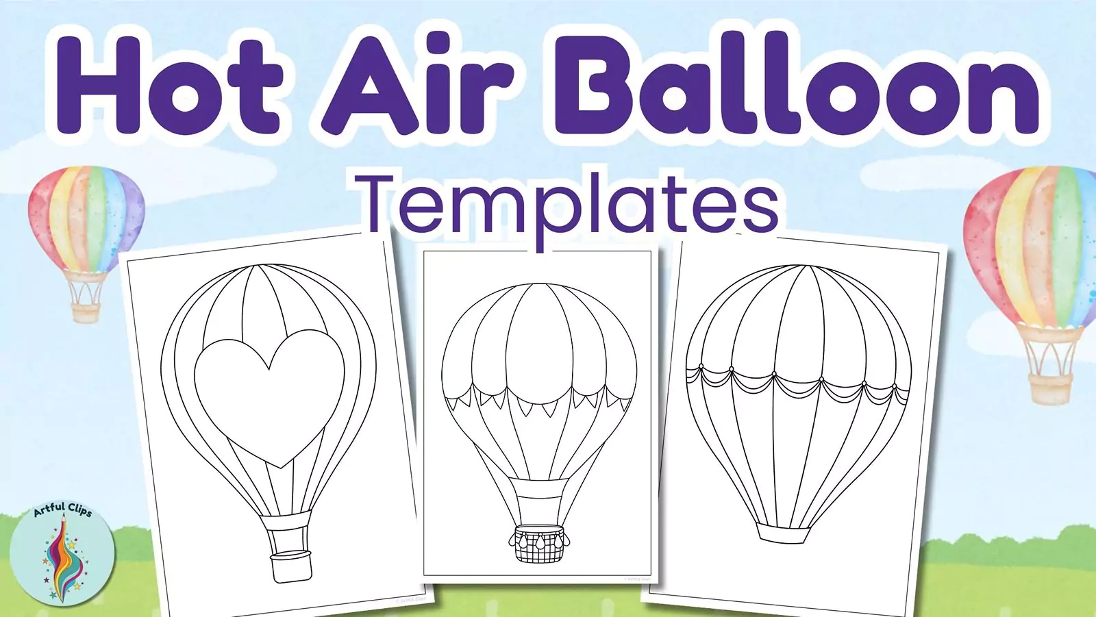 Hot Air Balloon Template Set - Free, Printable Outlines intended for Hot Air Balloon Printable Template