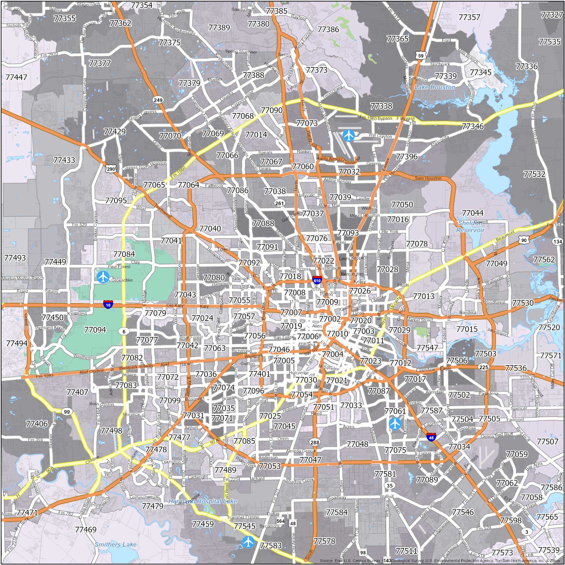 Houston Zip Code Map - Gis Geography with regard to Printable Houston Zip Code Map