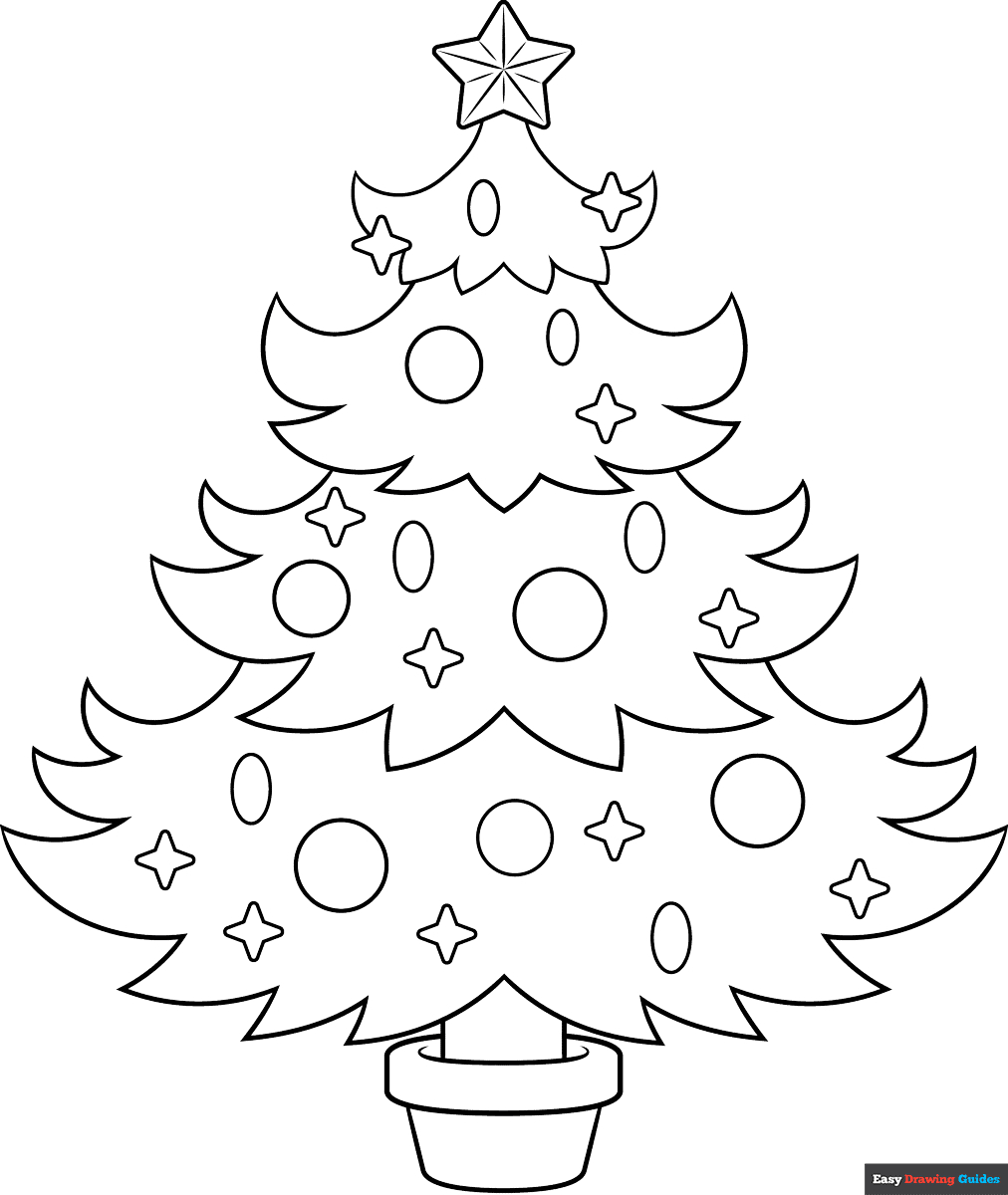 How To Draw A Christmas Tree Outline - Really Easy Drawing Tutorial inside Printable Simple Christmas Tree Outline