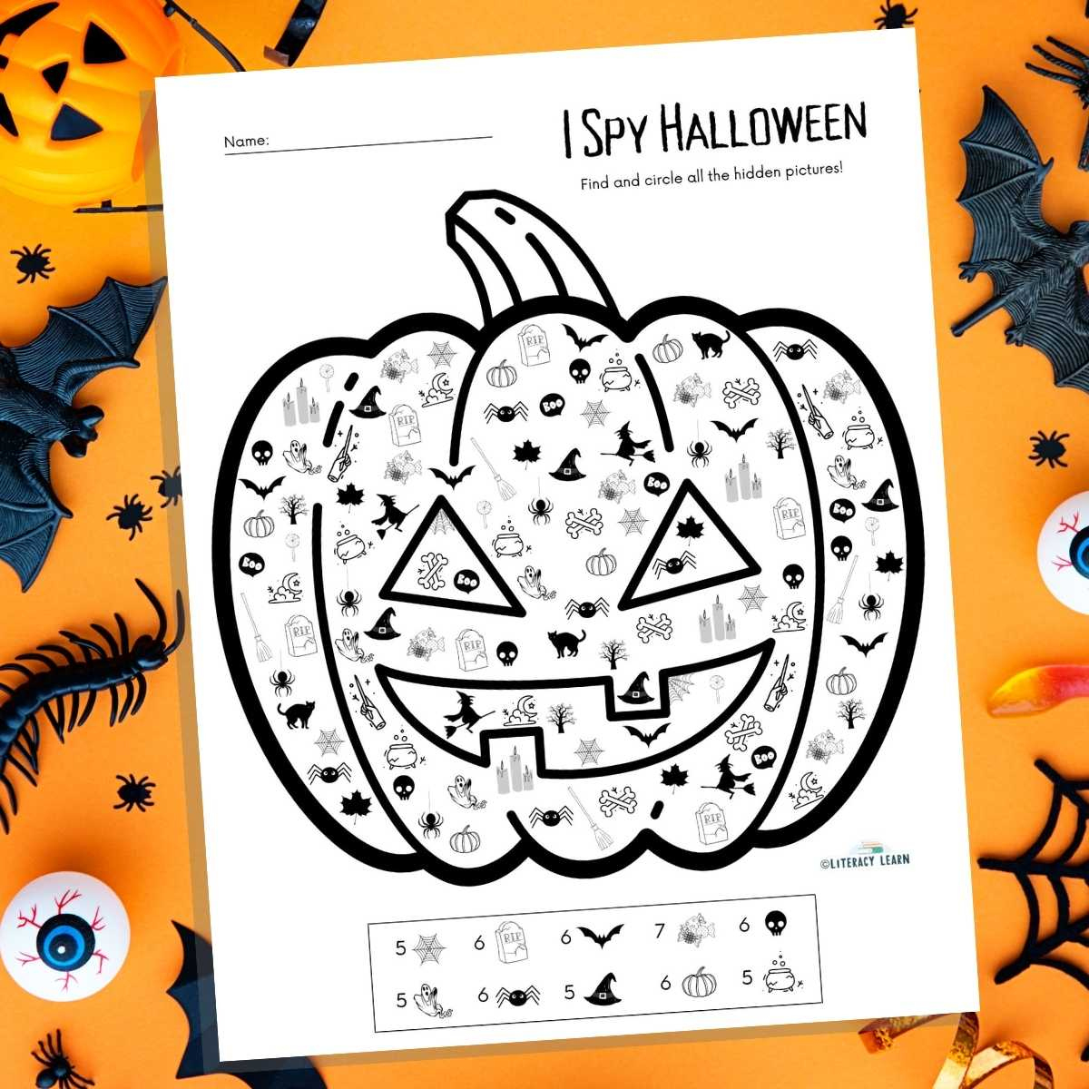 I Spy Halloween Activity Sheet - Free Printable! - Literacy Learn throughout Halloween Hidden Pictures Free Printable