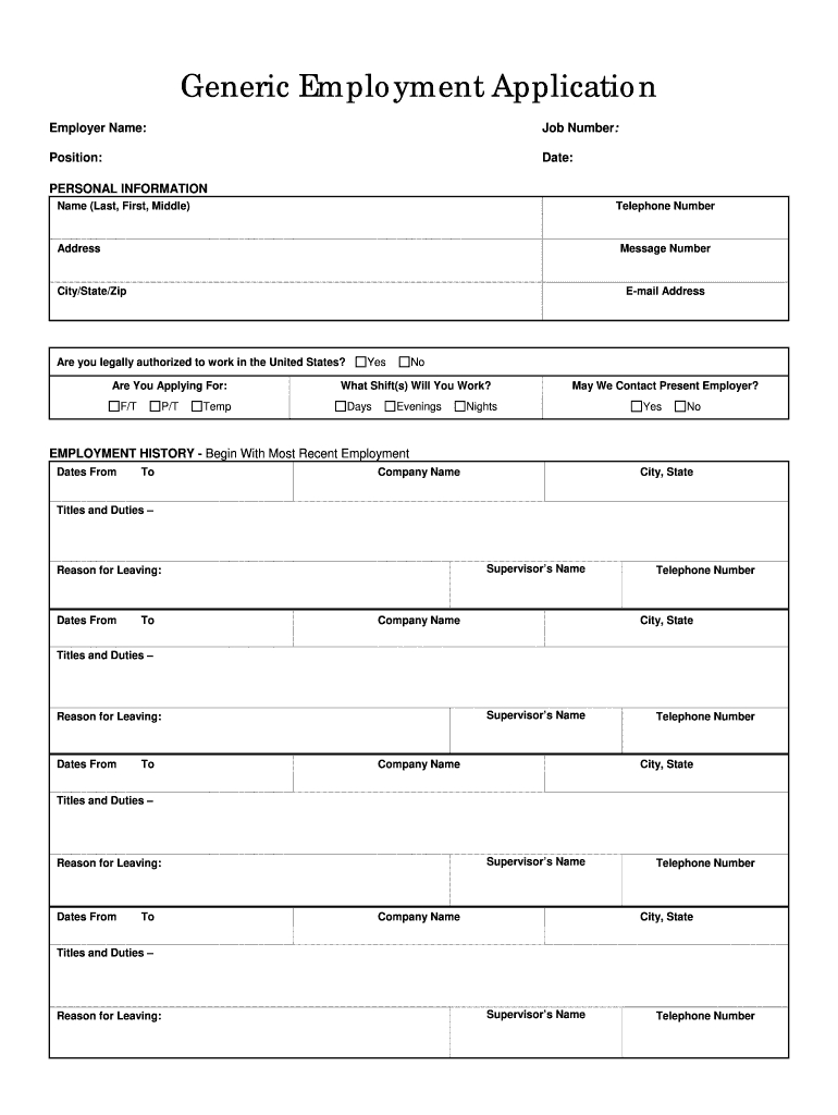 Id Dol Generic Employment Application Form - Fill Online intended for Free Printable Job Application Form