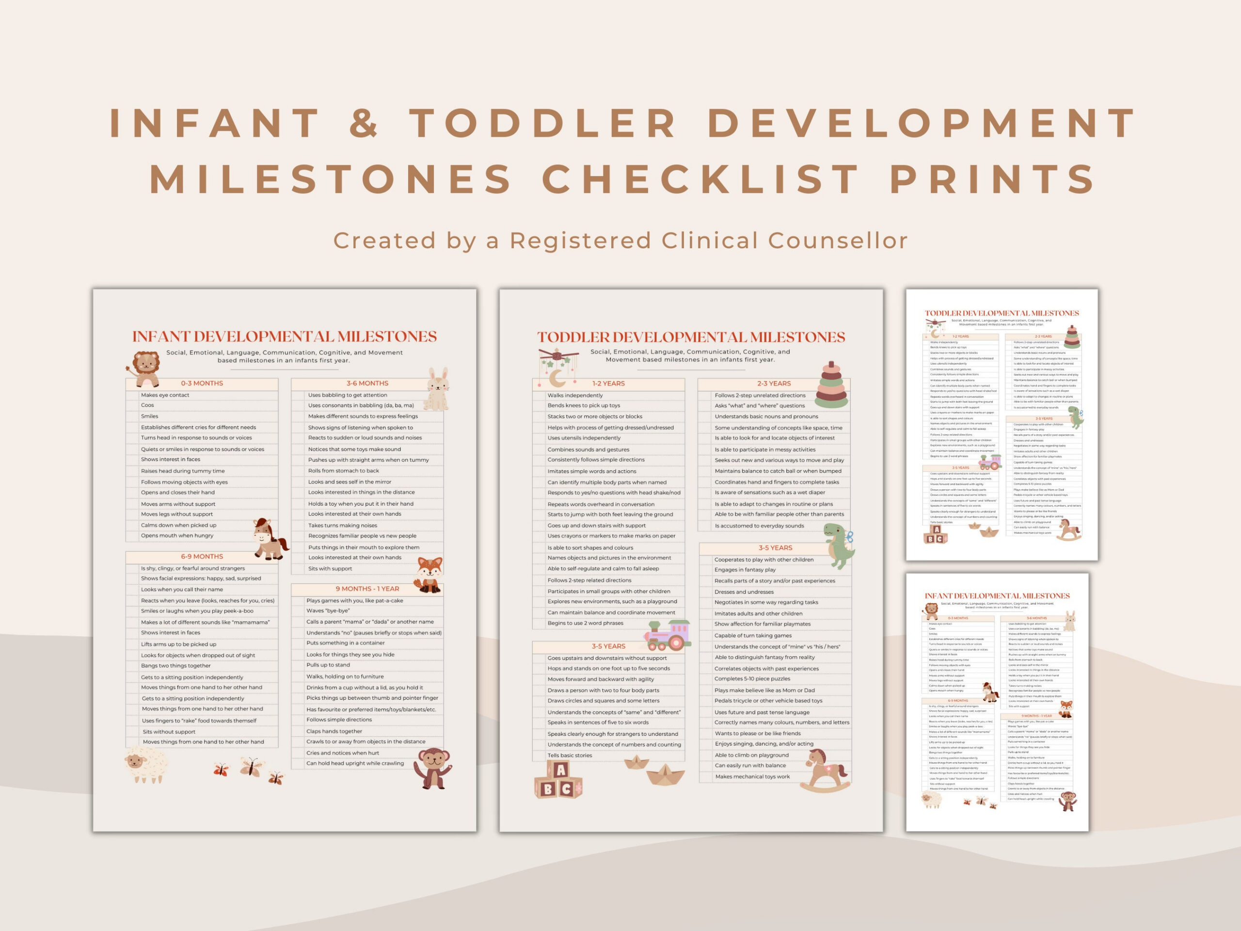 Infant &amp;amp; Toddler Milestone Checklist Prints (Pdf) - Etsy throughout Printable Developmental Checklist For 2 3 Year Olds