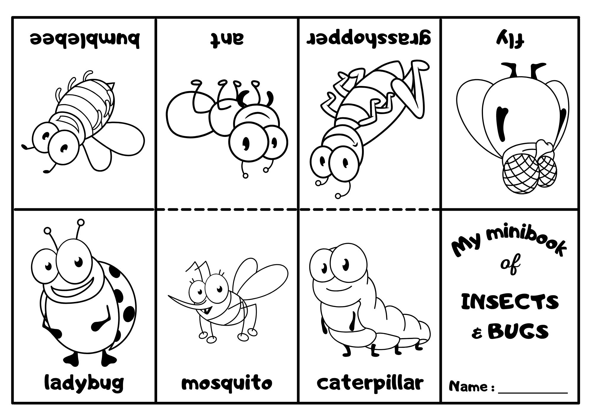 Insects And Bugs Mini Coloring Book - Ezpzlearn intended for Printable Pictures of Bugs and Insects