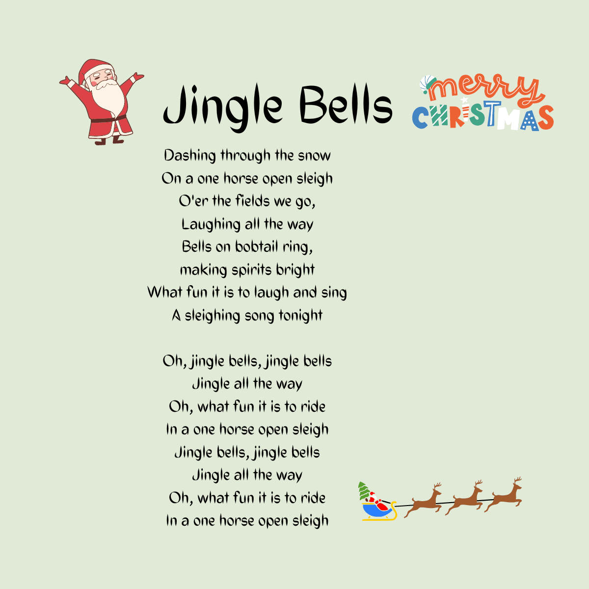 Jingle Bells Printable Lyrics, Origins, And Video inside Words To Jingle Bells Song Printable