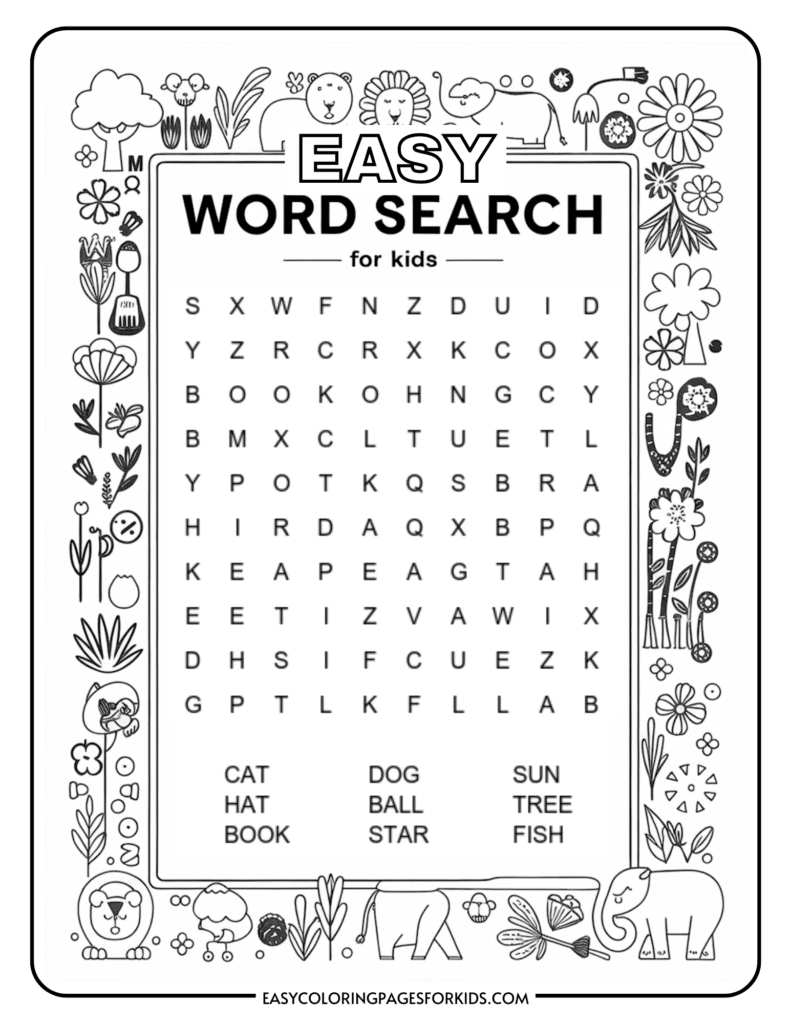 Kindergarten Easy Word Search For Kids (2 Free Pdf Pages) - Easy with regard to Word Search For 1st Graders Printable