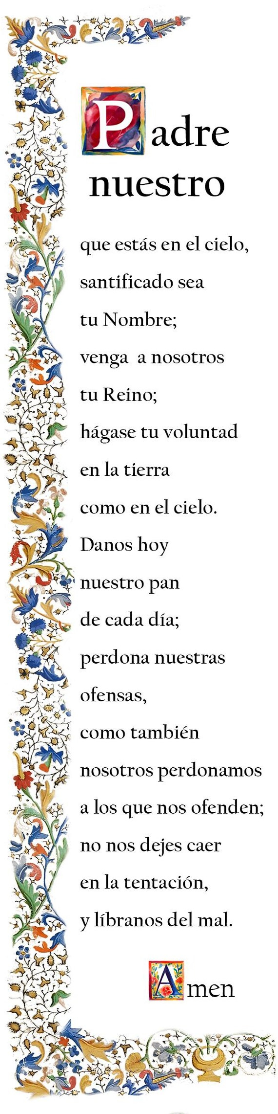 Lord&amp;#039;S Prayer In Spanish, Bookmark Format, Catholic Prayer Card intended for Lord&amp;amp;#039;s Prayer in Spanish Printable