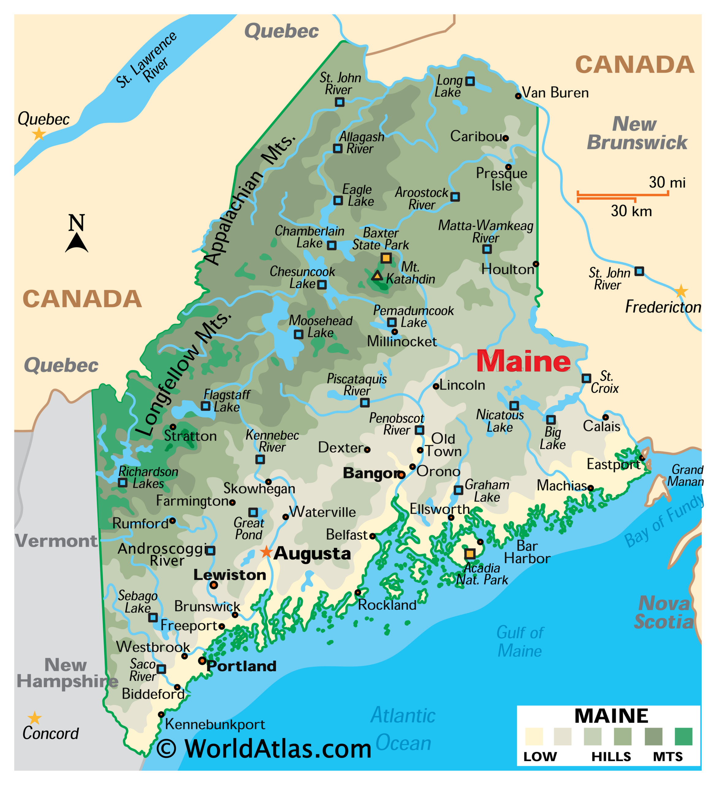Maine Maps & Facts - World Atlas regarding Printable Map Of Maine Coastline