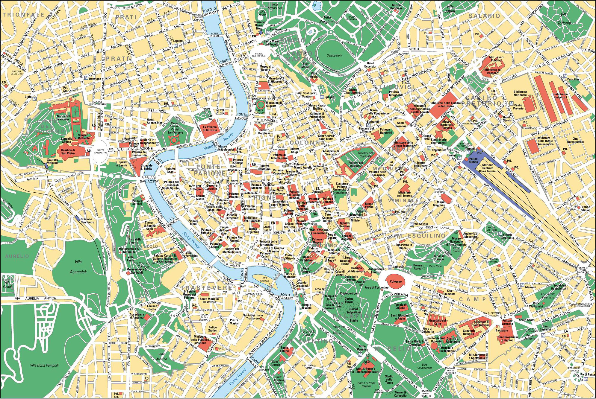 Map Of Rome Tourist Attractions, Sightseeing &amp;amp; Tourist Tour regarding Pdf Printable Walking Map Of Rome