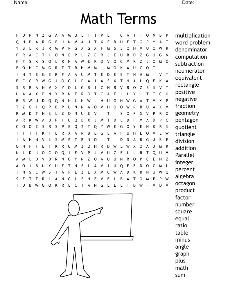 Math Terms Word Search - Wordmint throughout Maths Find A Word Printable