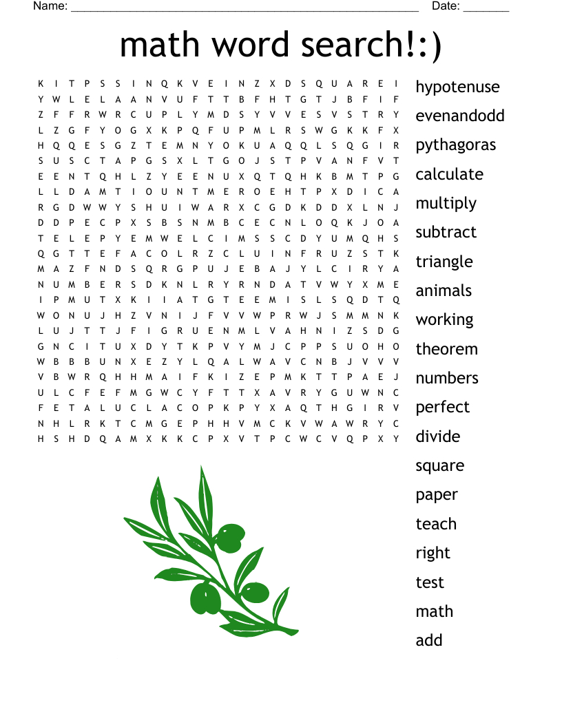 Math Word Search!:) - Wordmint intended for Maths Find a Word Printable