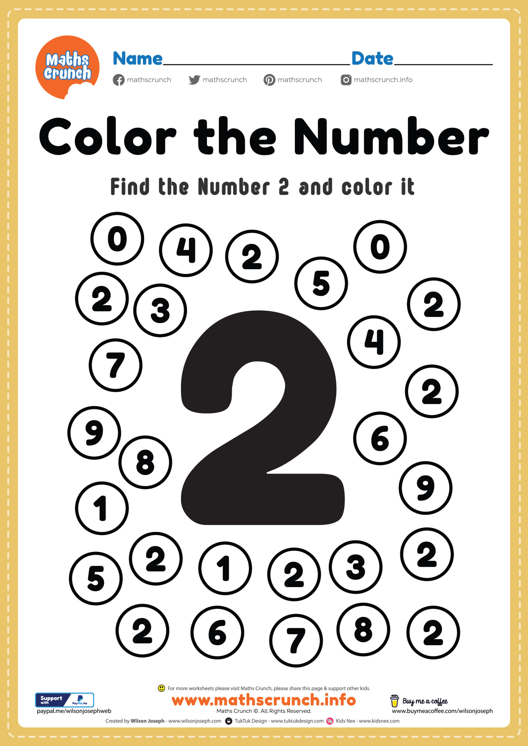 Math Worksheet, Number 2 Coloring Page - Free Printable Pdf for Free Printable Math Activities For Preschoolers