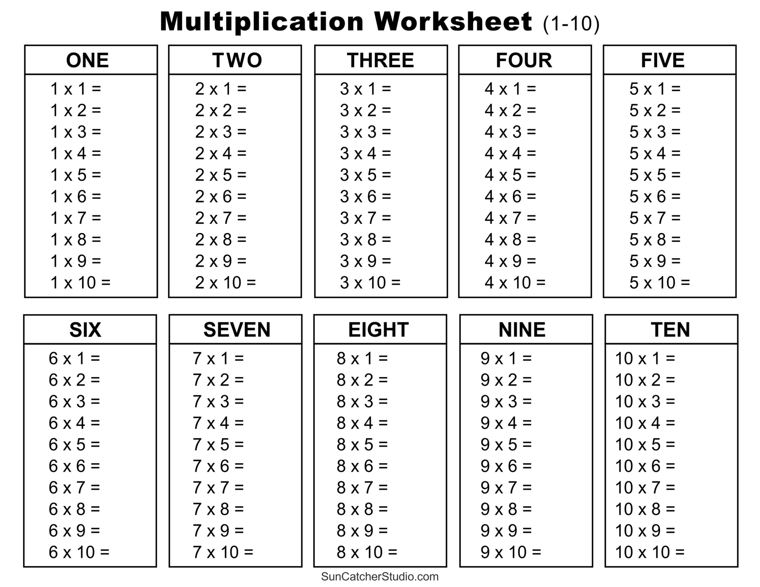 Multiplication Charts (Pdf): Free Printable Times Tables – Free throughout Free Printable Times Table Worksheet