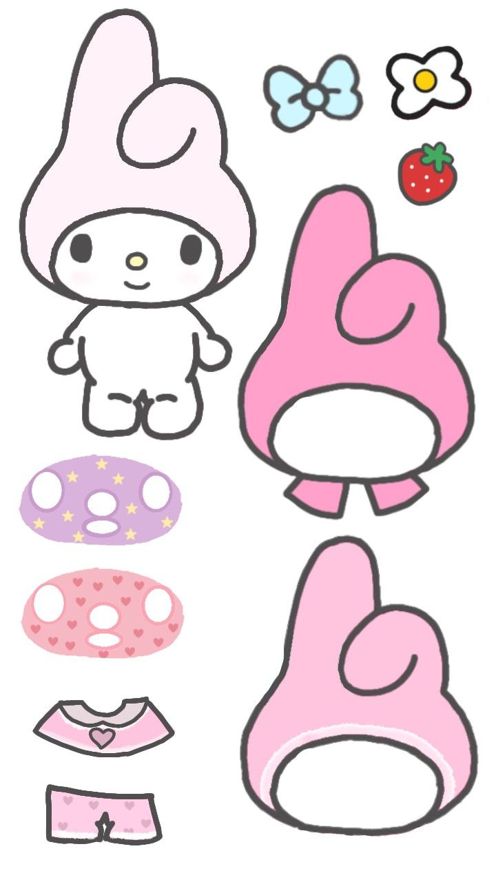 My Melody Paper Doll🍡 intended for My Melody Paper Doll Printable
