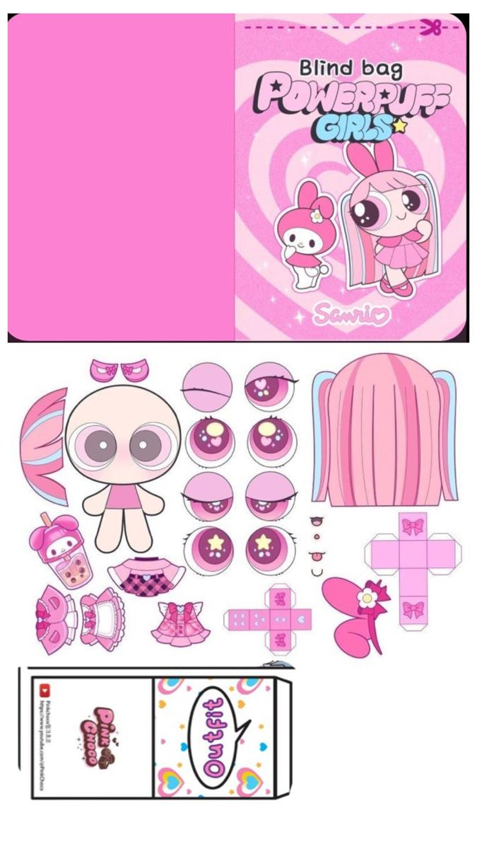 My Melody Powerpoofgirs Para Imprimir | 3D Kartlar, Kağıt Oyuncak intended for My Melody Paper Doll Printable