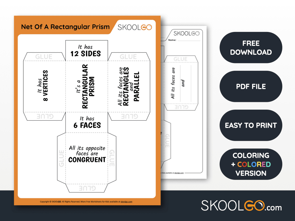Net Of A Rectangular Prism - Free Worksheet - Skoolgo pertaining to Net of a Rectangular Prism Printable