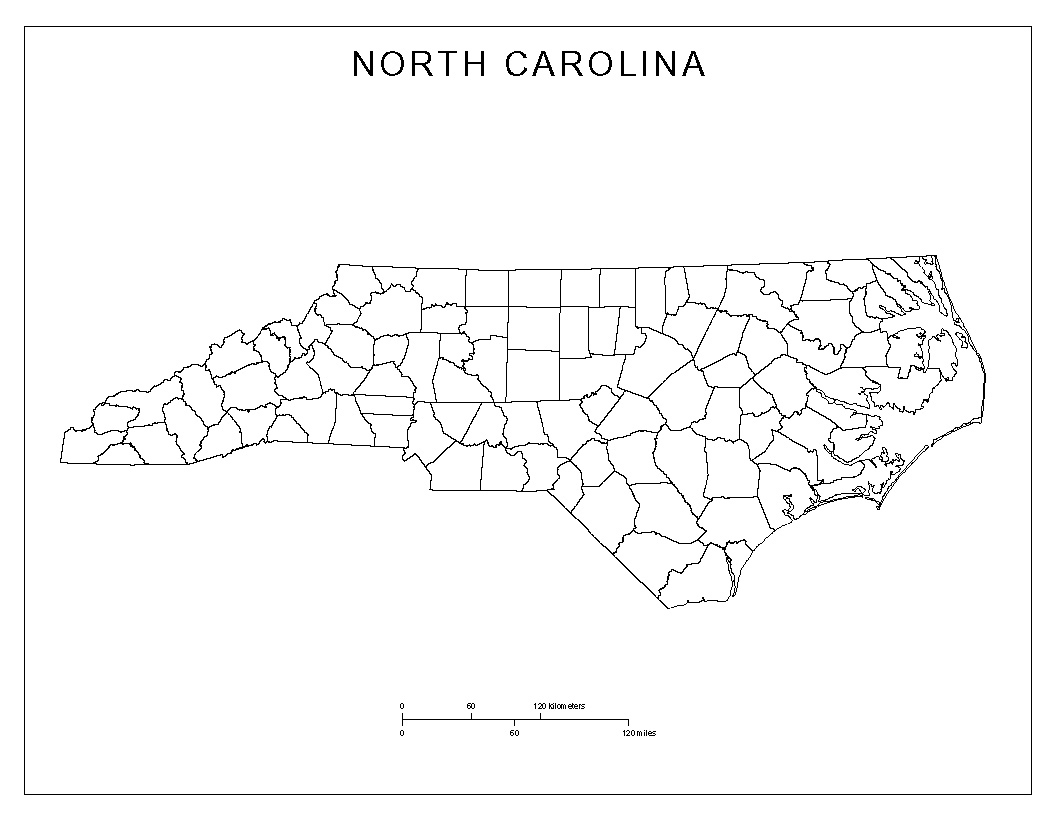 North Carolina Blank Map with Printable North Carolina County Map