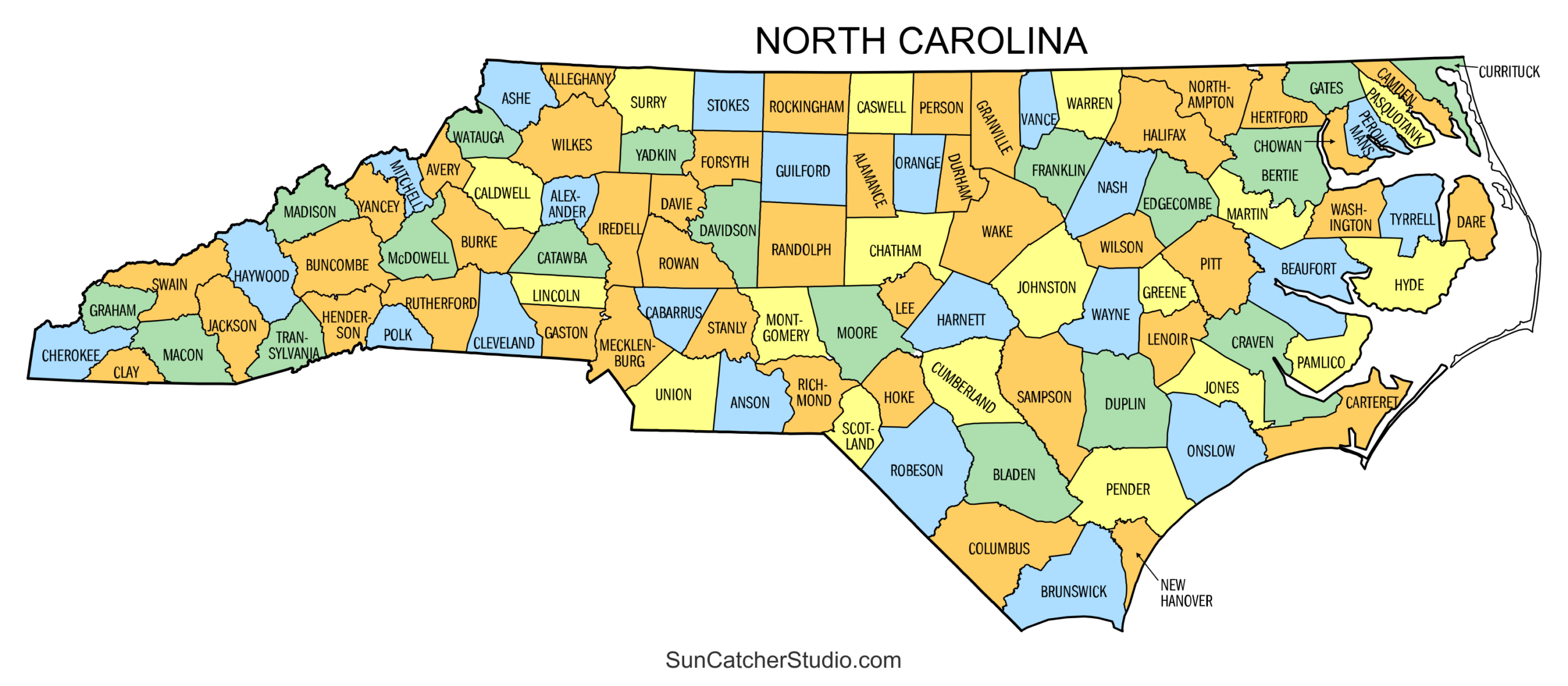 North Carolina County Map (Printable State Map With County Lines inside Printable Map Of North Carolina Counties
