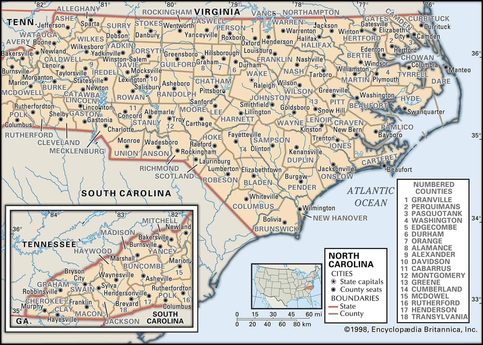 North Carolina County Maps: Interactive History &amp;amp; Complete List in Printable North Carolina County Map