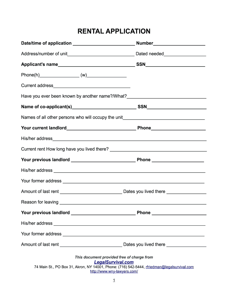 Ny Friedman Ranzenhofer Rental Application Form - Fill Online in Free Printable Rental Agreement Forms