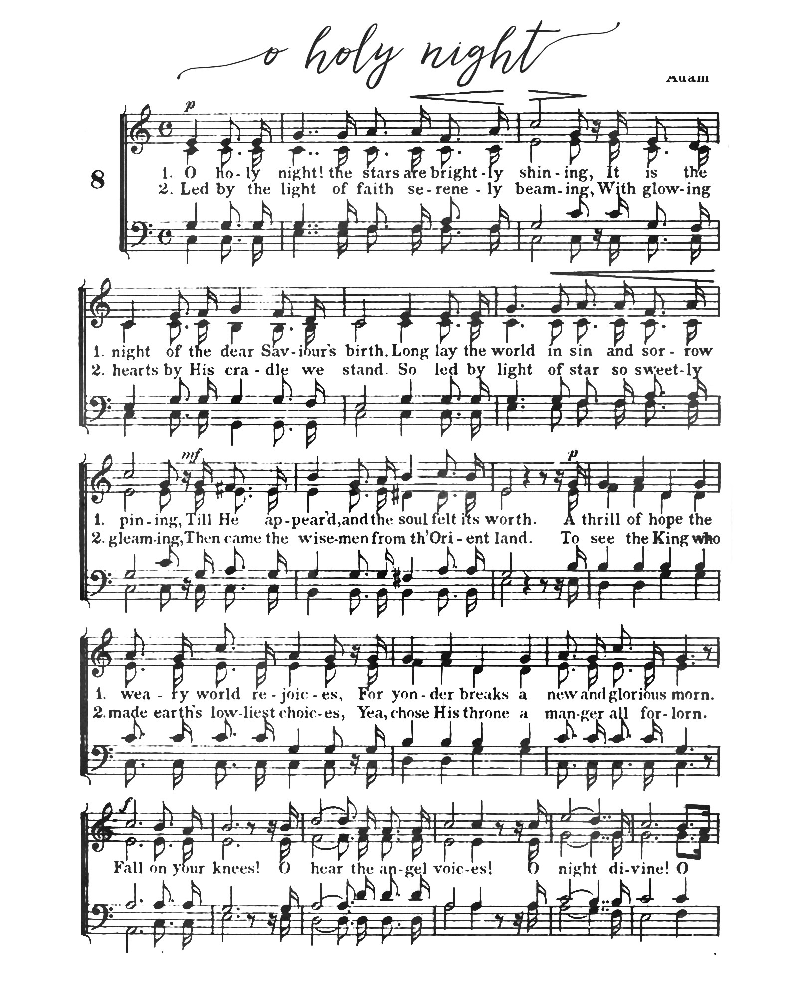O Holy Night - Free Printable Christmas Sheet Music - Our for Free Printable O Holy Night Sheet Music