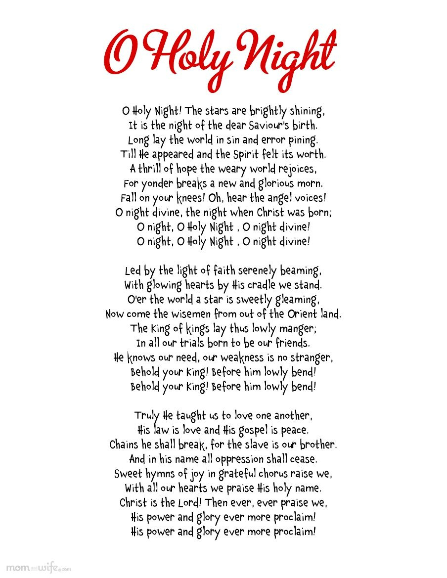 O Holy Night Lyrics | Pdf with O Holy Night Printable Lyrics