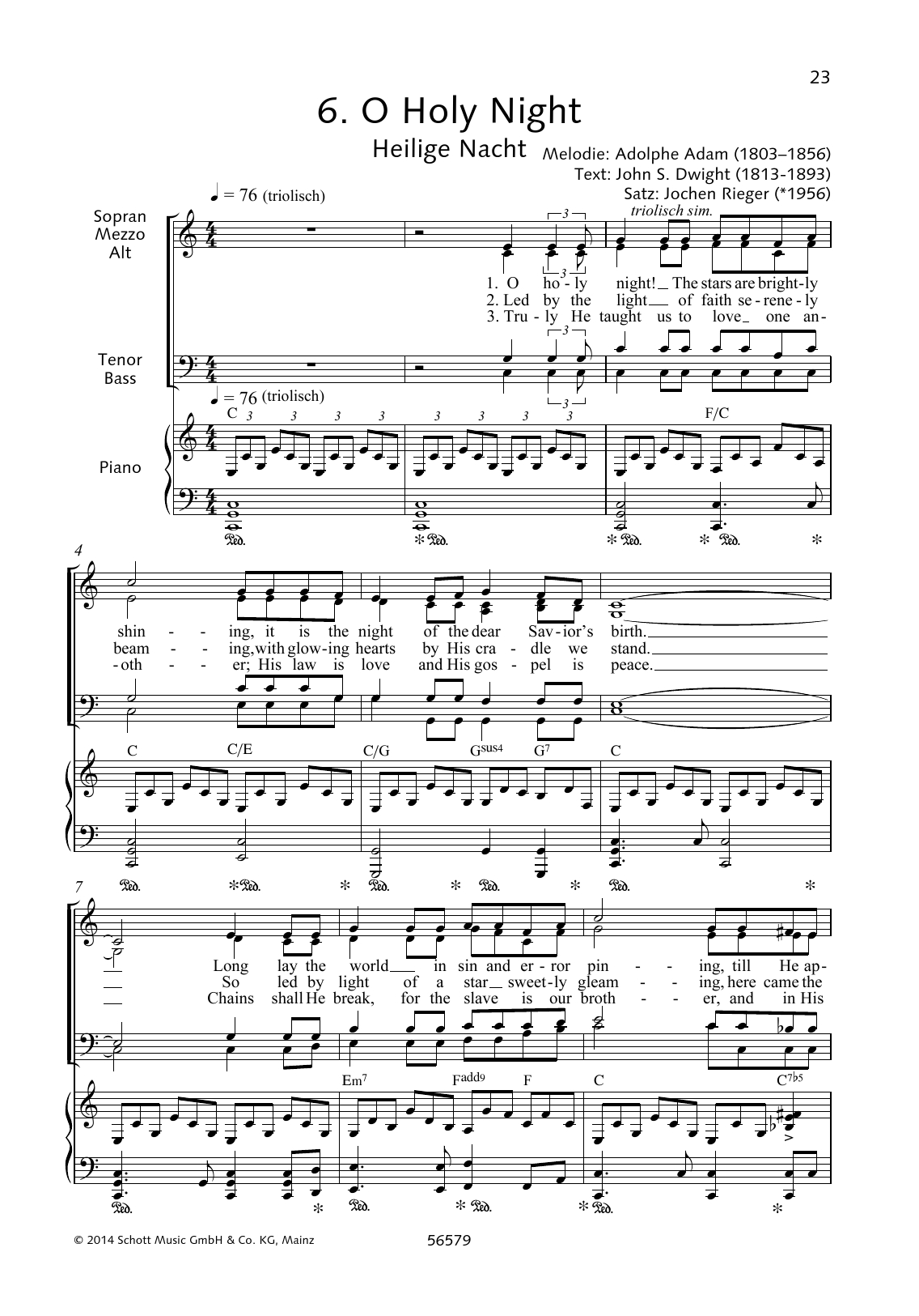 O Holy Nightjochen Rieger Sheet Music For Choir At Sheet Music within Free Printable O Holy Night Sheet Music
