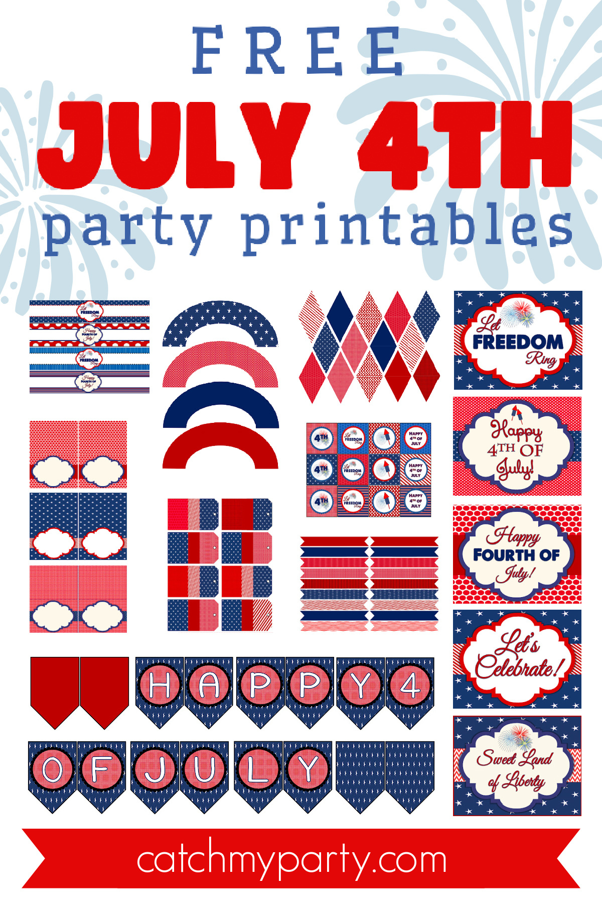Party On! Free 4Th Of July Printables | Catch My Party for 4Th Of July Free Printables