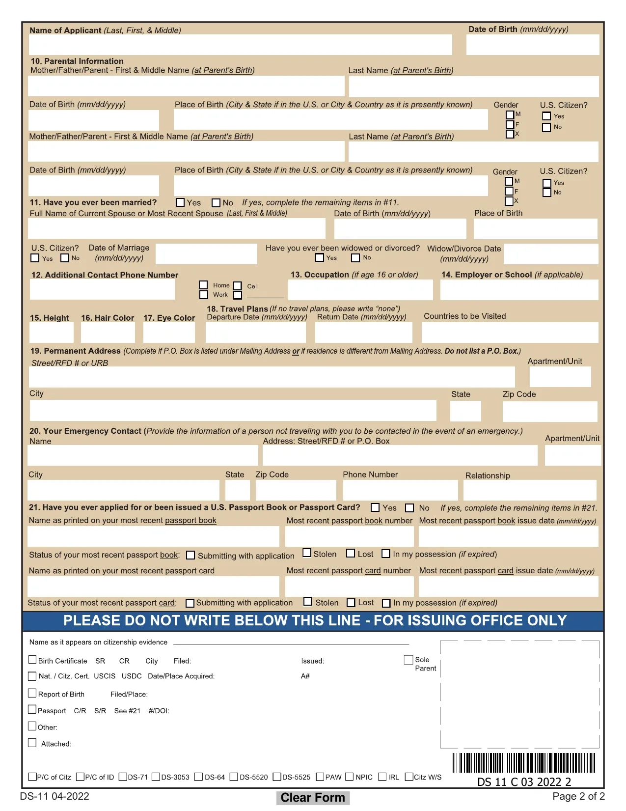 Passport Application Ds-11 - Fill, Sign Online, Download & Print in Ds 11 Passport Form Printable