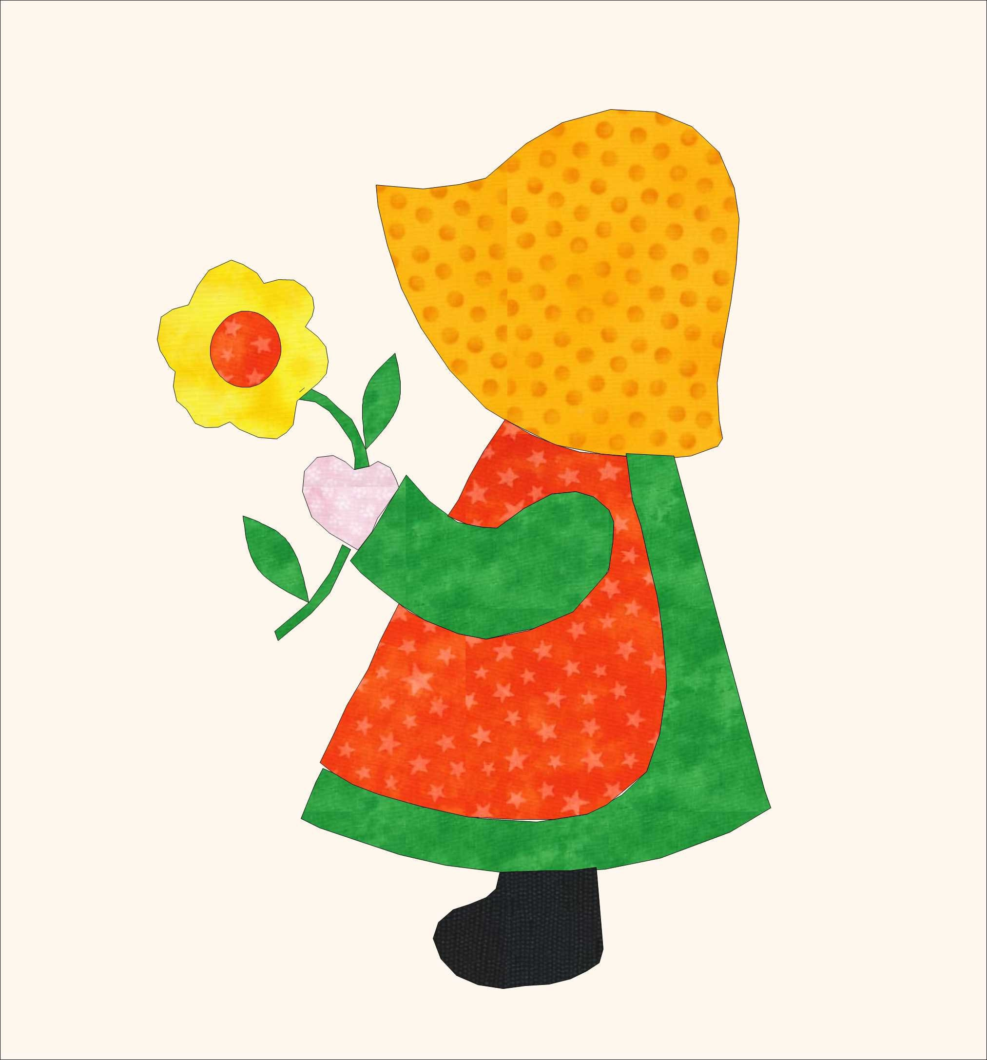 Pdf Sunbonnet Sue With Flower Pattern - Etsy with regard to Printable Sunbonnet Sue Patterns To Print