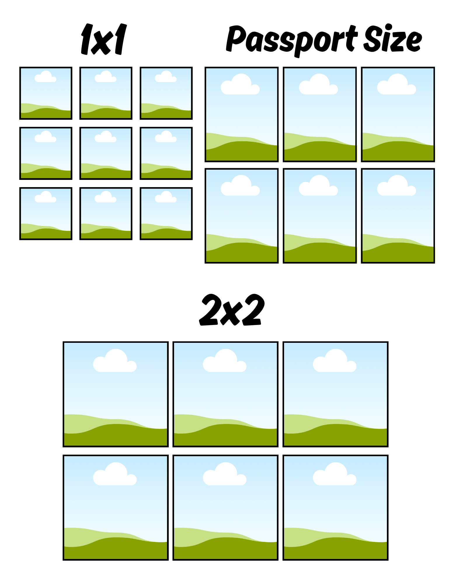 Picture Size Template - 1X1, 2X2, And Passport Sizeavejaw with regard to 2X2 Id Printable Template A4