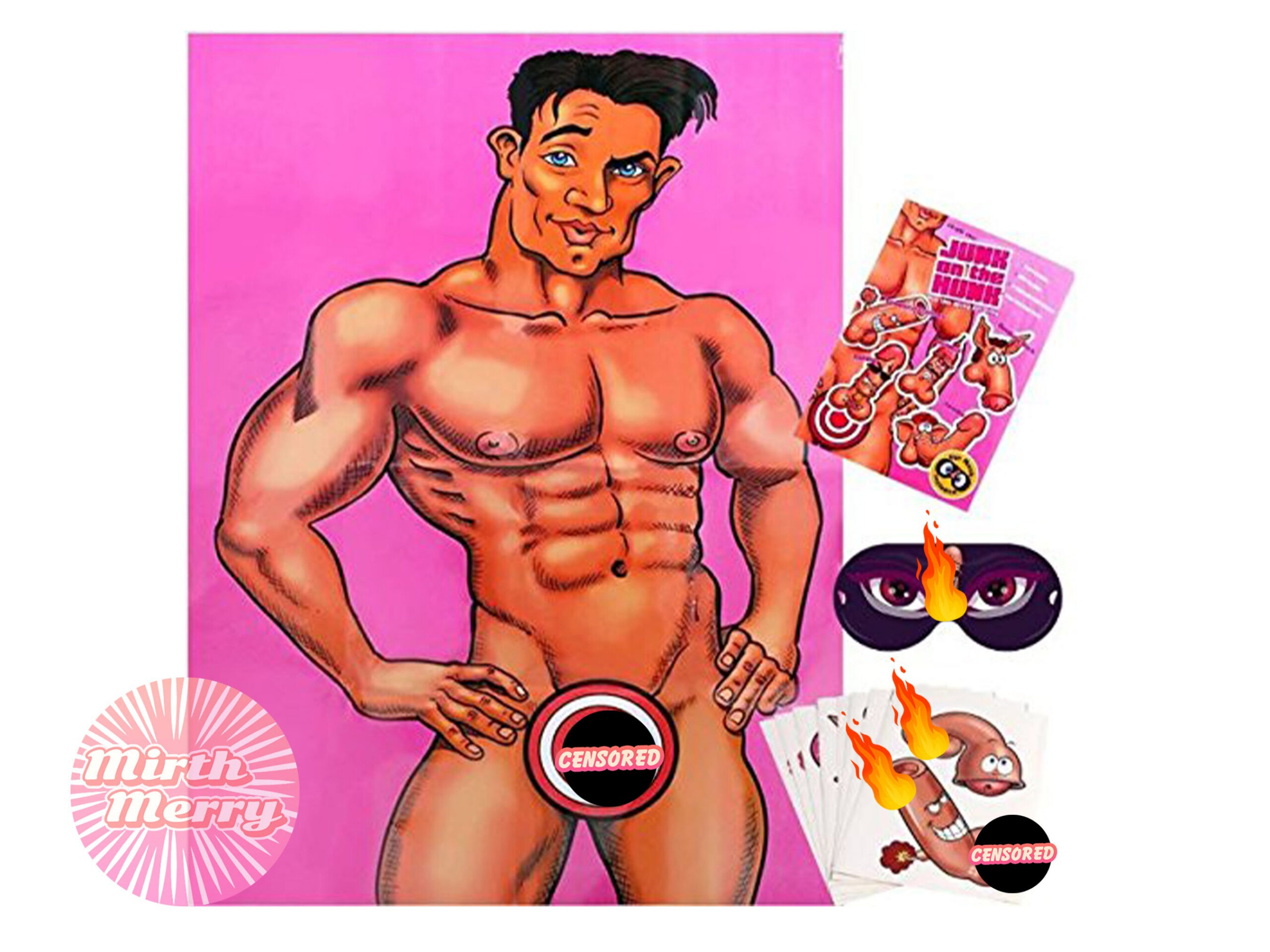 Pin The Junk On The Hunk, Bachelorette Party Game, Bridal Shower with Pin The Junk On The Hunk Game Printable