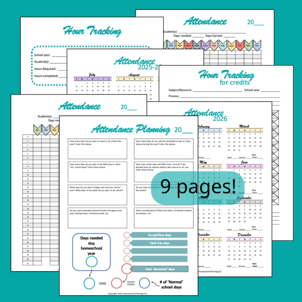 Plan Your Year With Free Printable Homeschool Attendance Sheets with Free Printable Homeschool Attendance Sheets