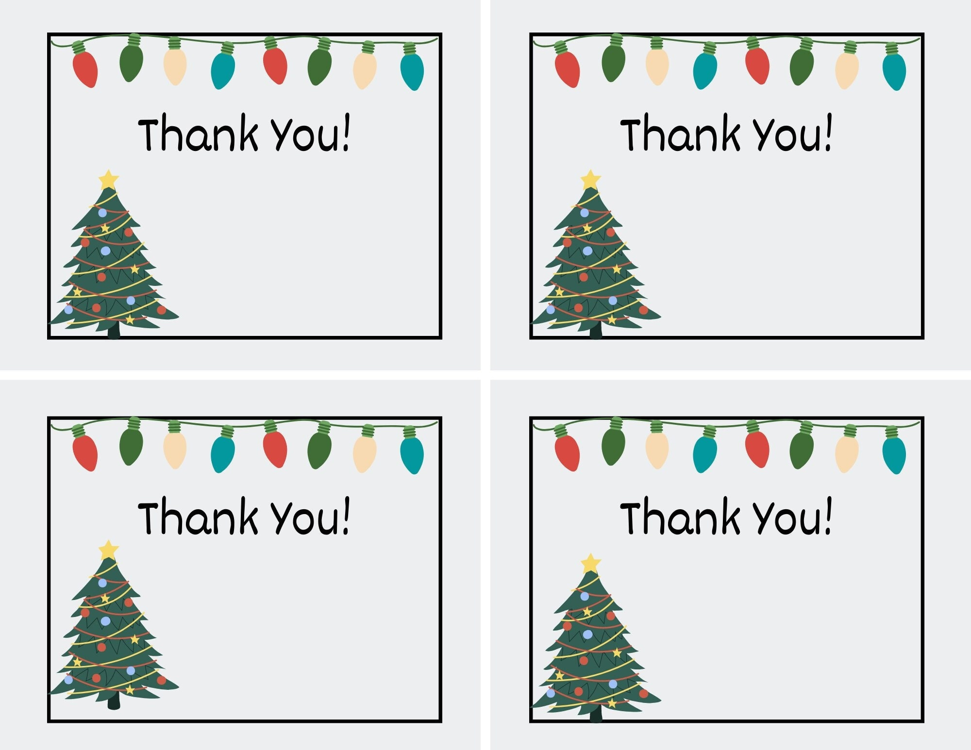 Printable Christmas Thank You Cards For Teachers, Students, Or throughout Free Printable Thank You Cards For Christmas