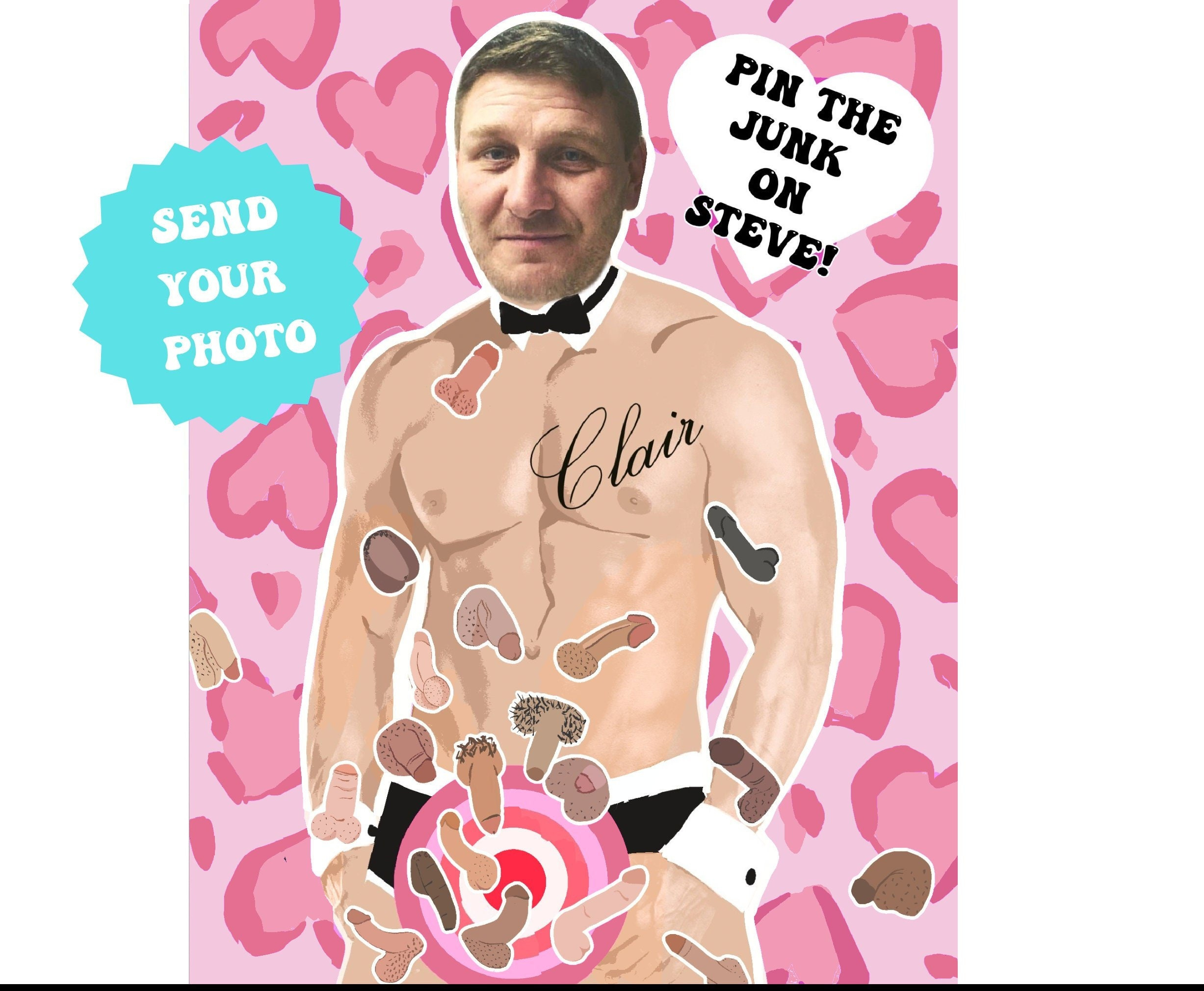 Printable Customisable Pin The Junk On The Hunk | Bachelorette within Printable Pin the Junk on the Hunk