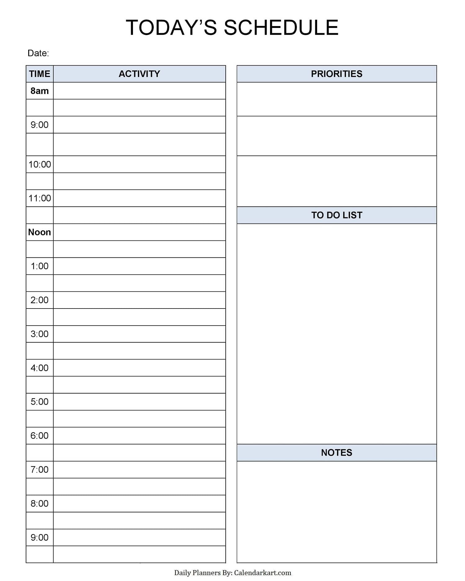 Printable Daily Planner Template | Calendarkart with regard to Daily Planner Template Free Printable