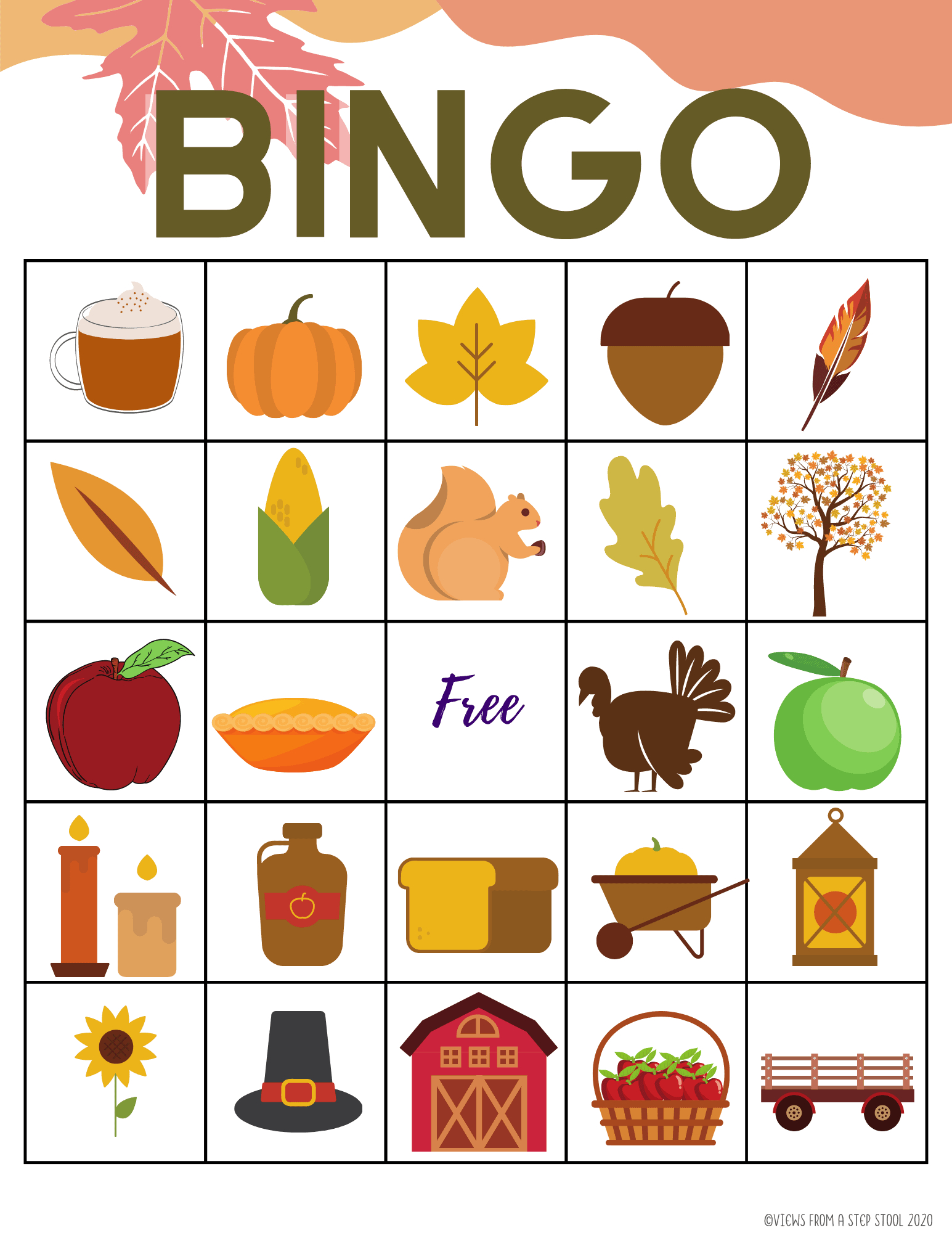 Printable Fall Bingo Game For Kids - Views From A Step Stool for Free Printable Autumn Bingo Cards