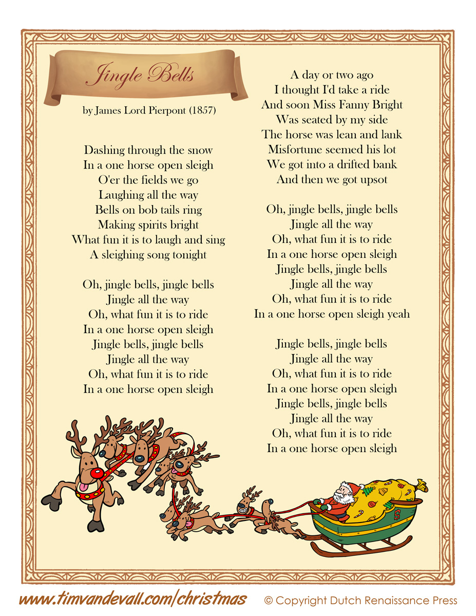 Printable Jingle Bells Lyrics | Christmas Lyrics intended for Words to Jingle Bells Song Printable