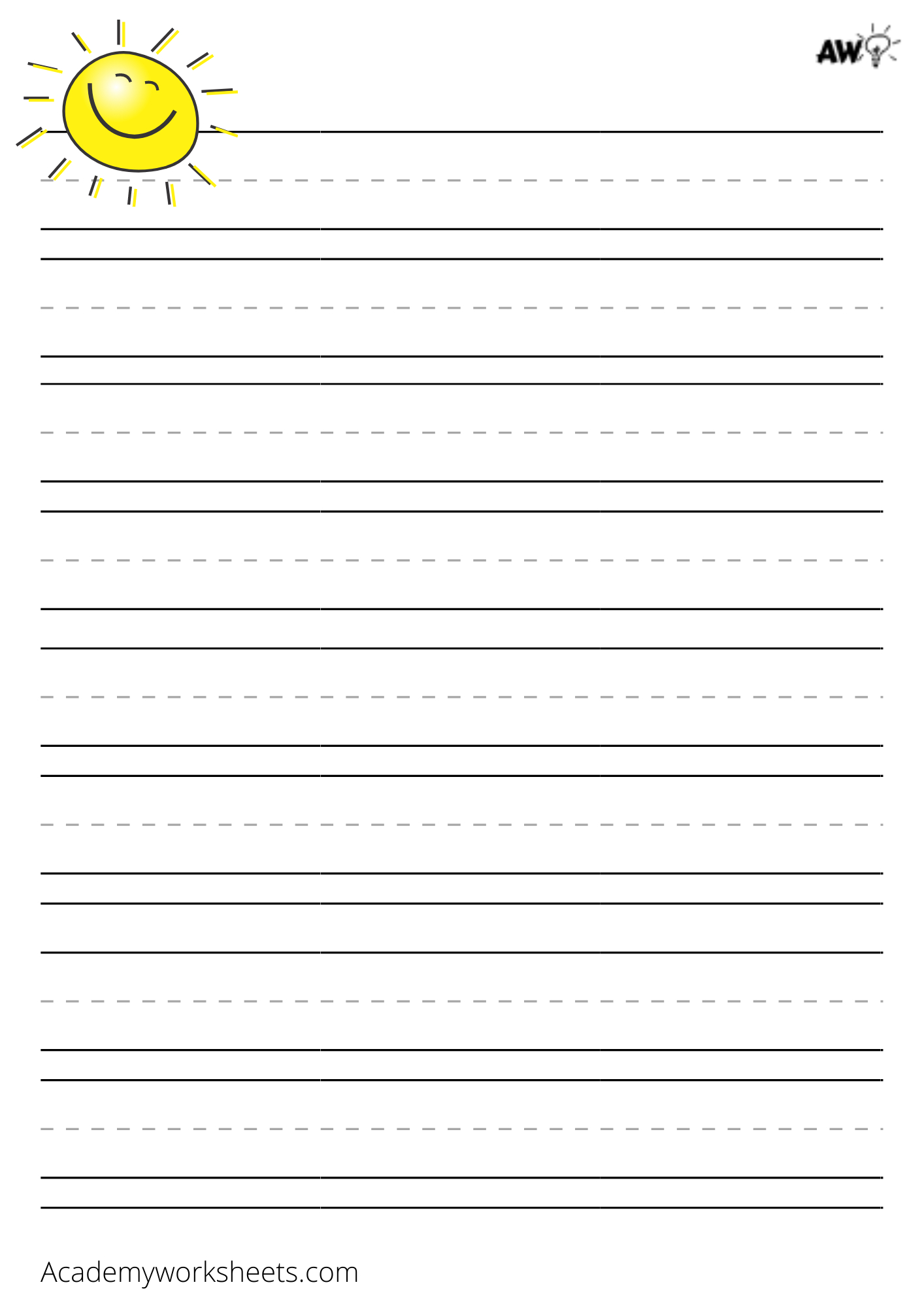 Printable Lined Paper For Kids - Academy Worksheets - Worksheets in Lined Paper For Kindergarten Free Printable