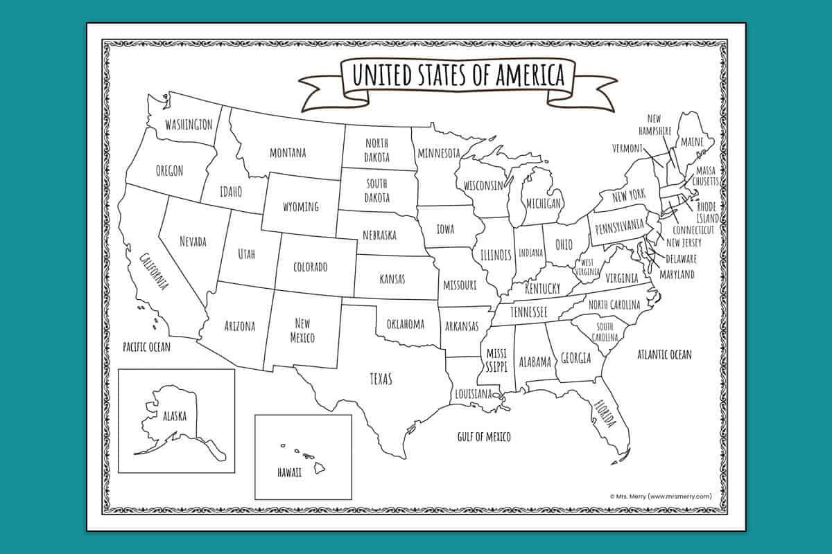 Printable Map Of The United States | Mrs. Merry with Map of the Us Printable