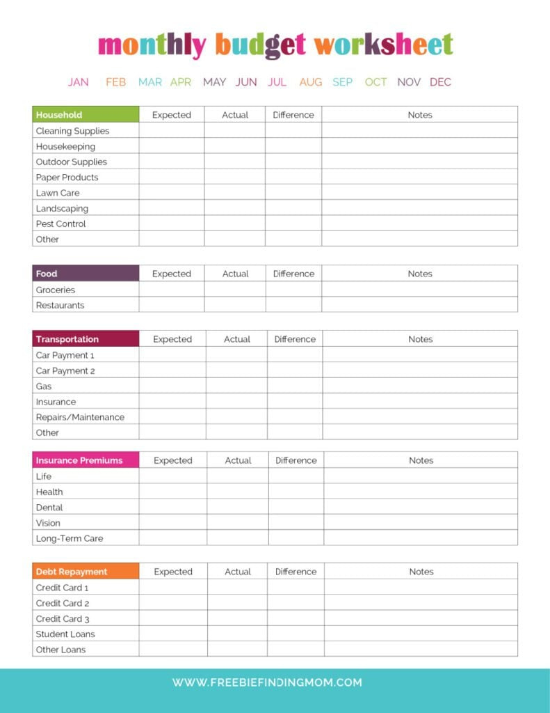 Printable Monthly Budget Planner Template inside Free Monthly Budget Template Printable