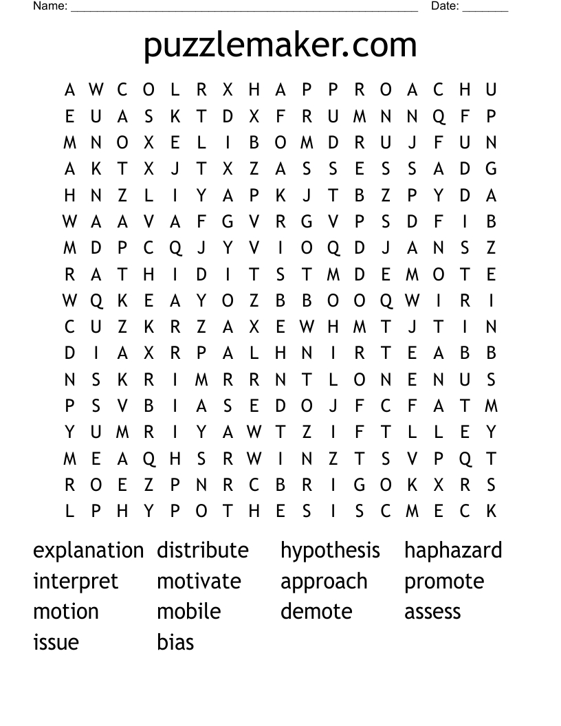 Puzzlemaker Word Search - Wordmint with Crossword Puzzle Maker Free and Printable