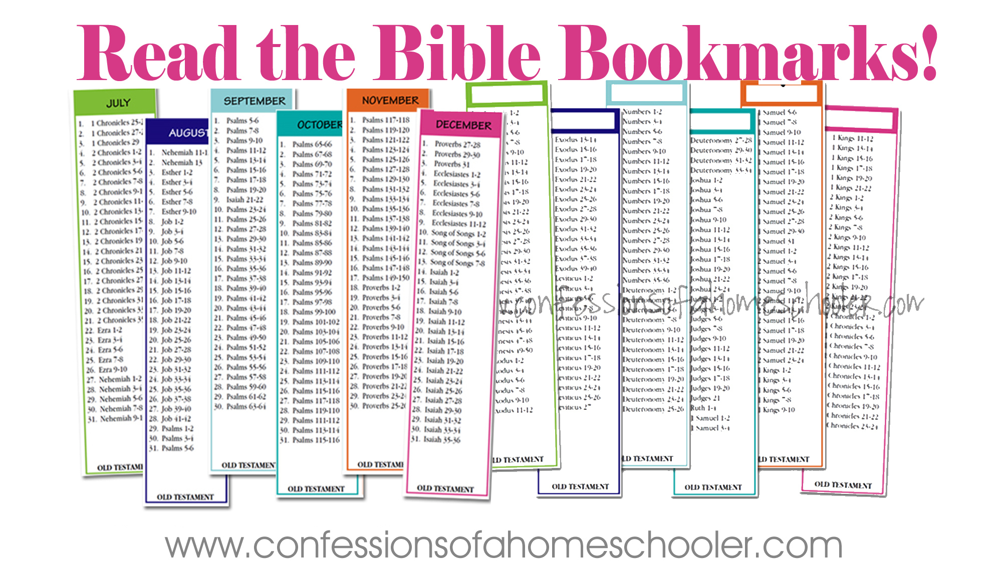 Read The Bible In Two Years Bookmarks - Confessions Of A Homeschooler regarding Printable Daily Bible Reading Plan