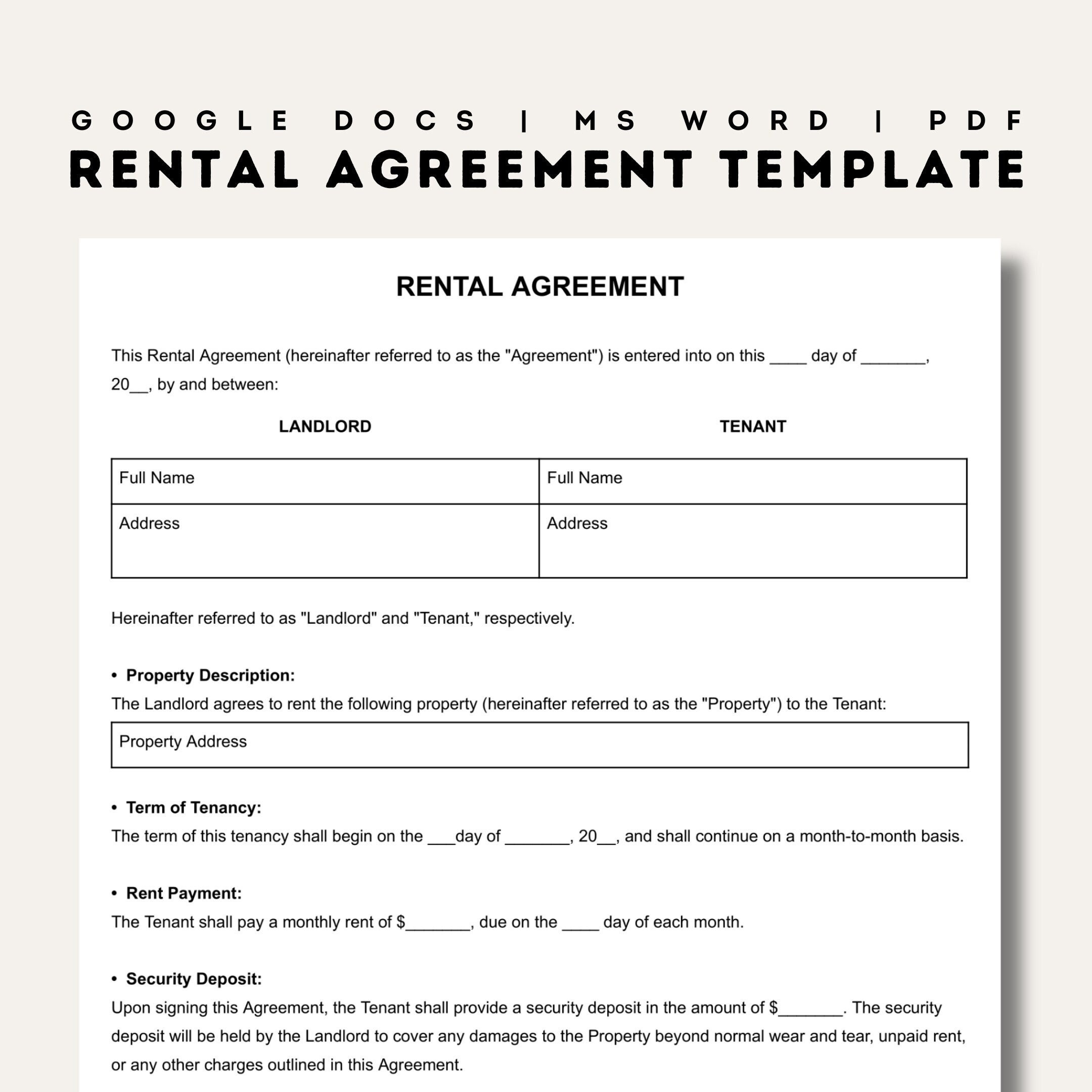 Rental Agreement Templates | Simple Editable Rental Agreements with regard to Free Printable Rental Agreement Forms